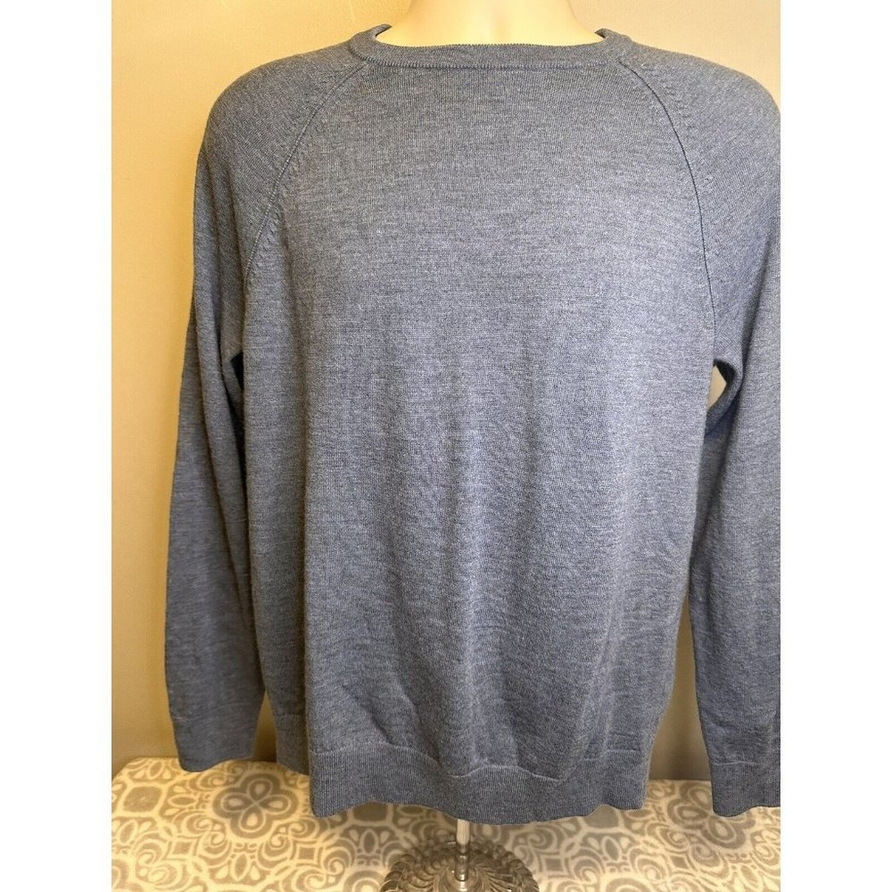 Banana Republic Baruffa Pullover Crew Sweater Italian Merino Wool Blue Large